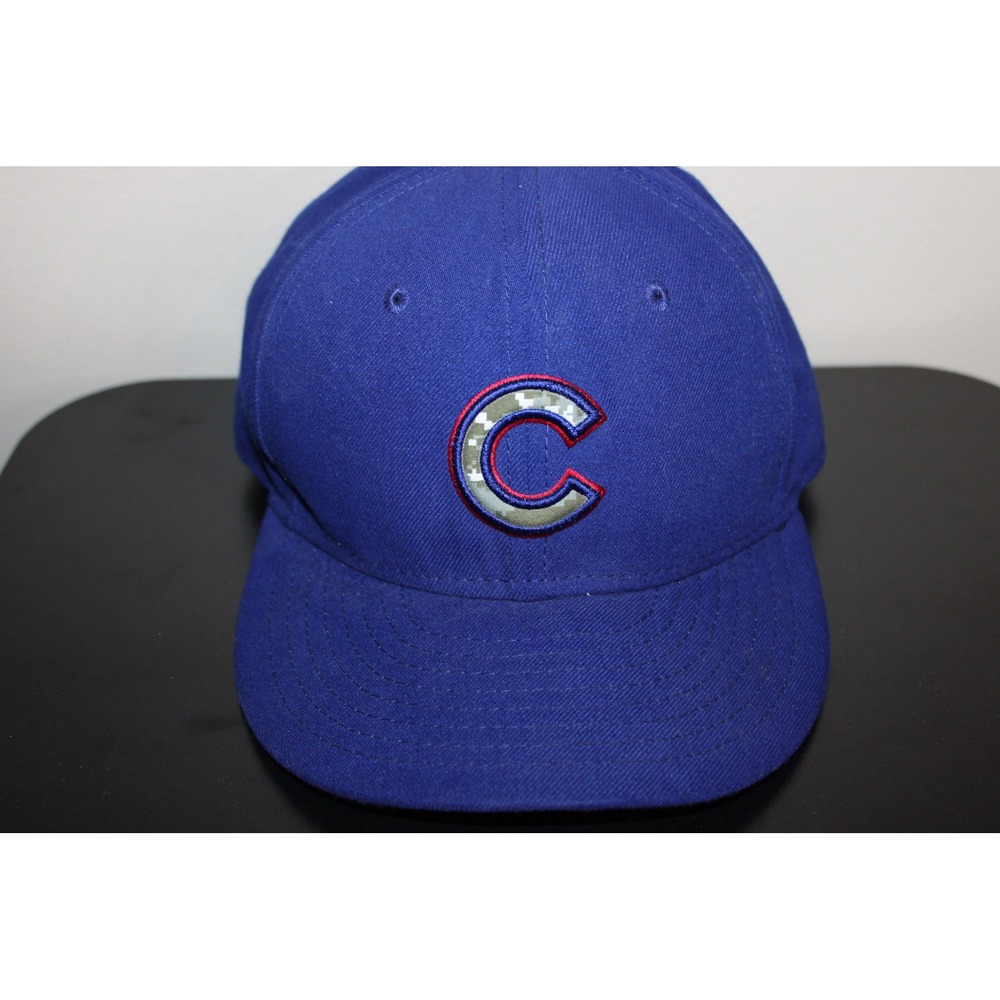 New Era Chicago Cubs 59FIFTY Fitted Hat Blue Camo Logo MLB Size 7 Official Cap